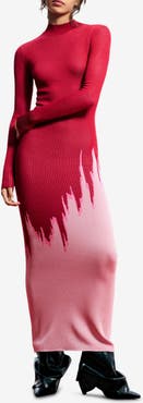 Desigual Mock Neck Maxi Ombré Sweater Dress