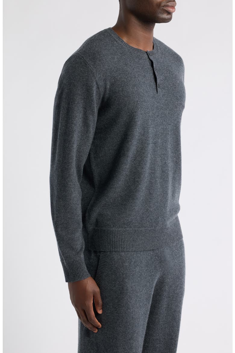 Cashmere Henley Sweater, Alternate, color, GREY METEOR HEATHER