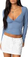 EDIKTED Skylar V-Neck Long Sleeve Top
