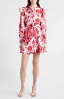 Chelsea28 Floral Long Sleeve Tiered Chiffon Minidress