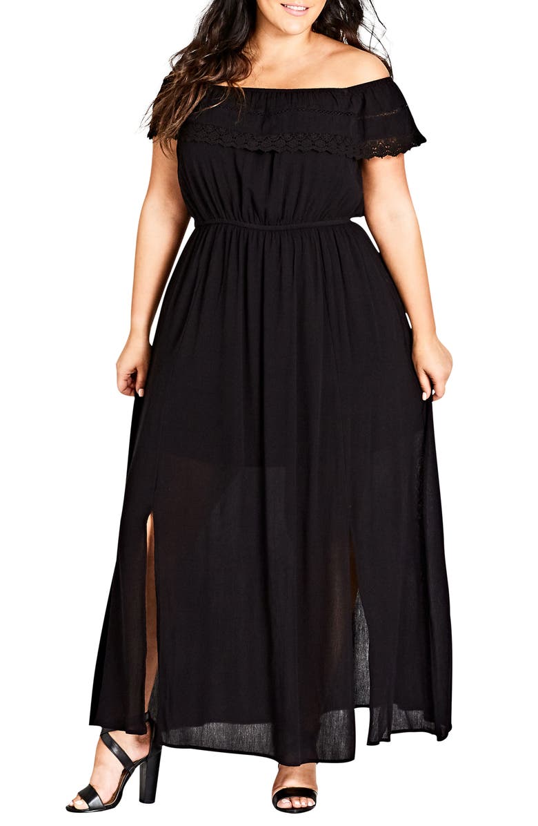 City Chic Off the Shoulder Maxi Dress, Main, color,
