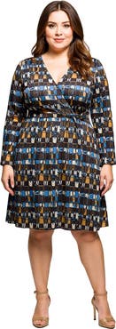 24seven Comfort Apparel Long Sleeve Wrap Dress with Belt