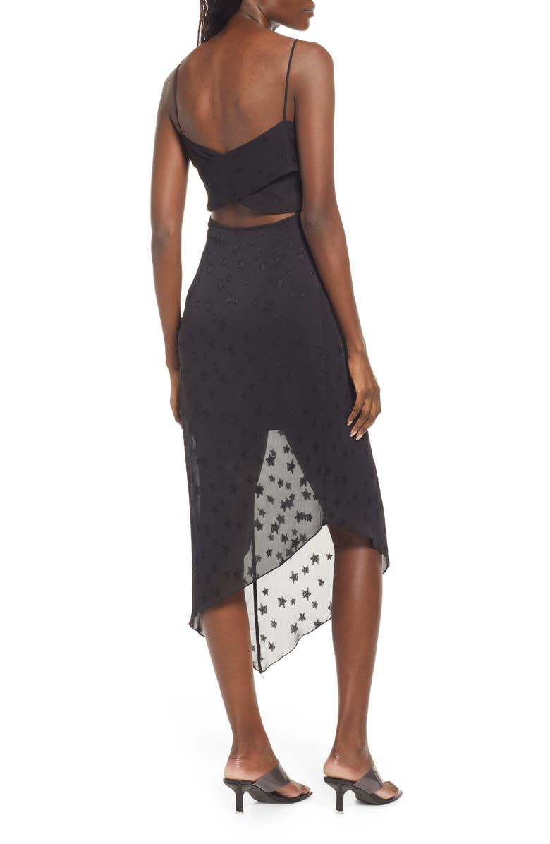 AREA STARS Star Jacquard Asymmetric Cocktail Dress, Alternate, color, 