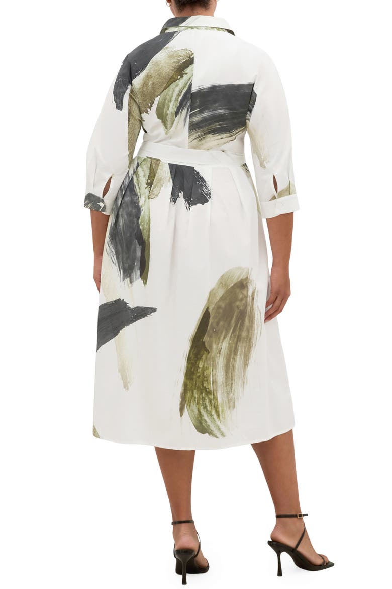Angel Brushstroke Belted Cotton Shirtdress, Alternate, color, MUSE IVORY