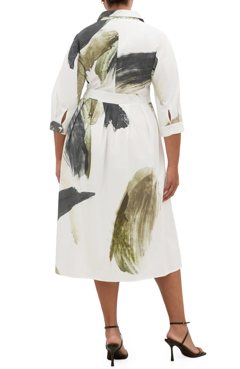 City Chic Angel Brushstroke Belted Cotton Shirtdress, Alternate, color, 
