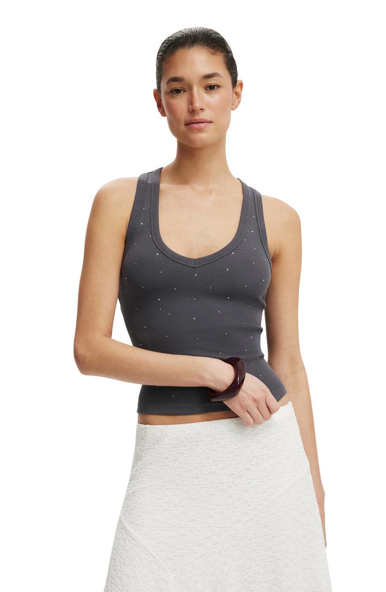 Cotton On Women's Diamante Racer Back, Main, color, Moonlight Shadow