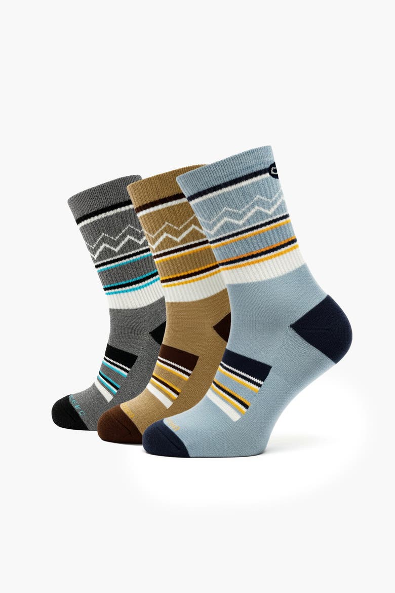 PerformaWool Midcrew All-season Hike Socks 3 Pack, Main, color, Gray / Brown / Blue