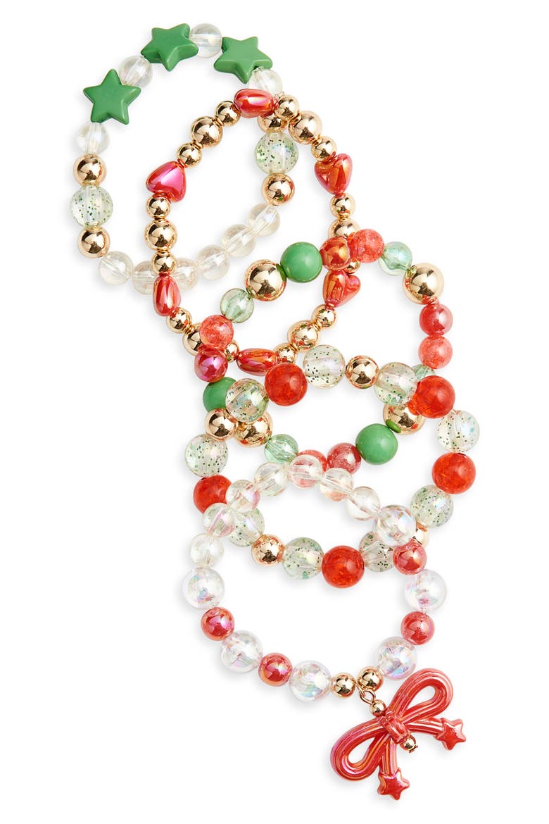 Kids' 5-Piece Holiday Bracelet Set, Alternate, color, MULTI