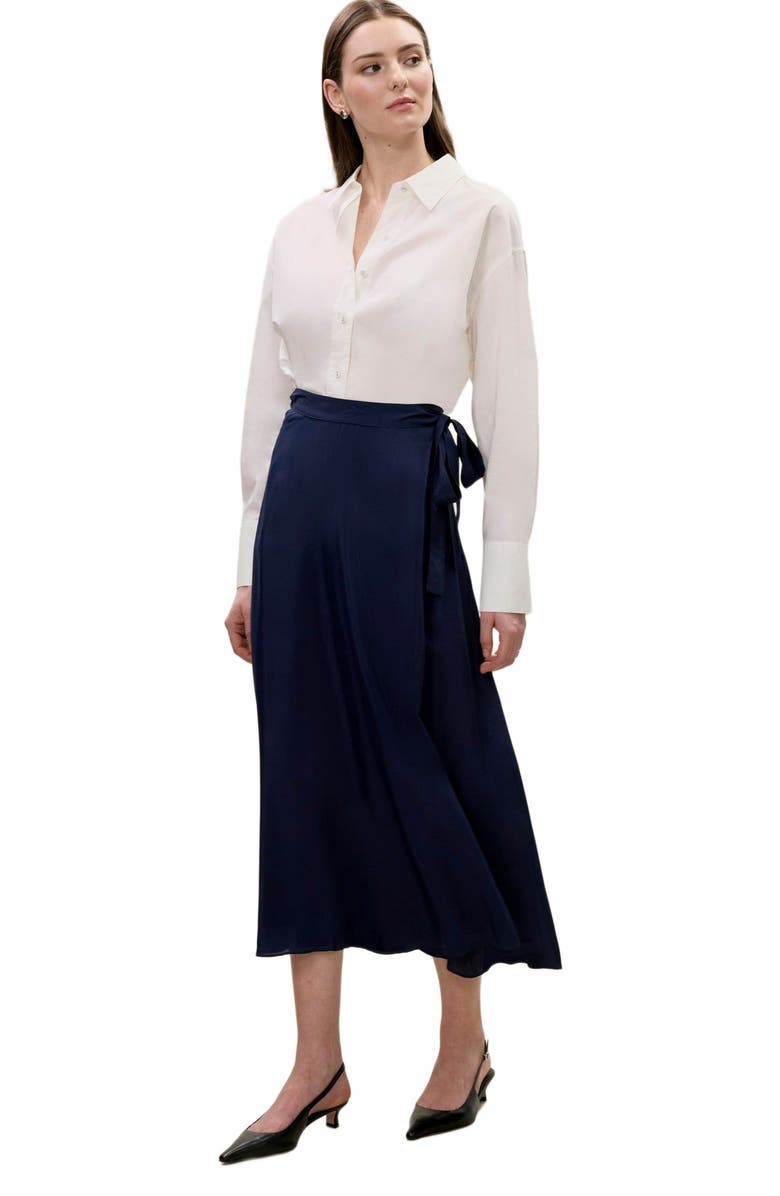 Rebecca Taylor Irie Silky Skirt, Main, color, Navy