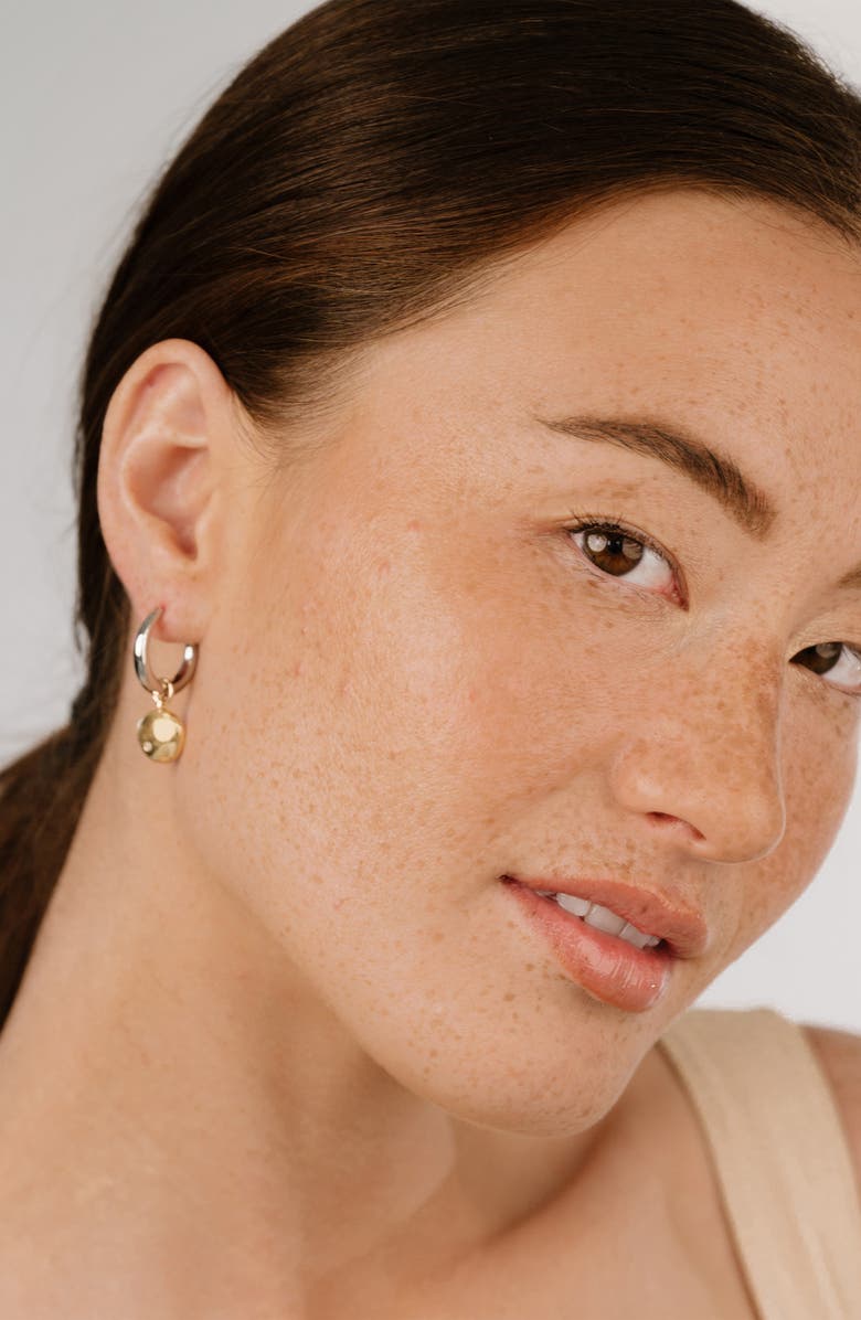 Ettika Polished Pebbles Drop Hoop Earrings, Alternate, color, Gold/ Silver