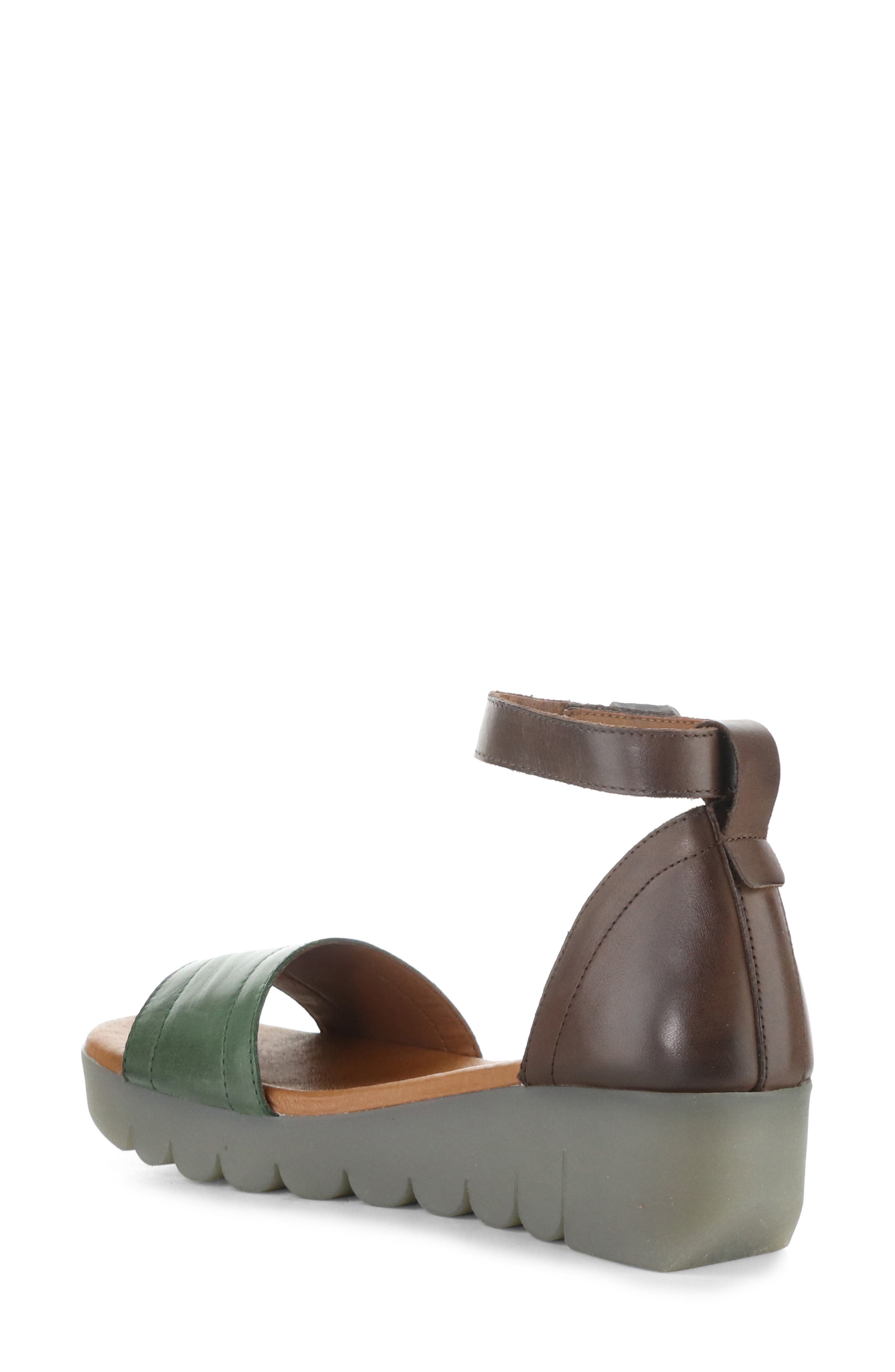 Voik Ankle Strap Platform Wedge Sandal, Alternate, color, GREEN/ BROWN