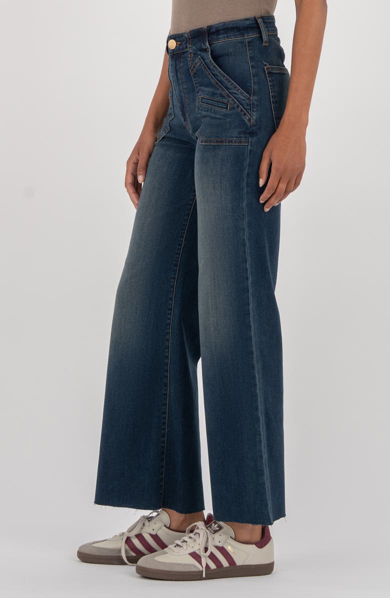 KUT from the Kloth Meg Raw Hem Ankle High Waist Wide Leg Jeans, Alternate, color, Advantage