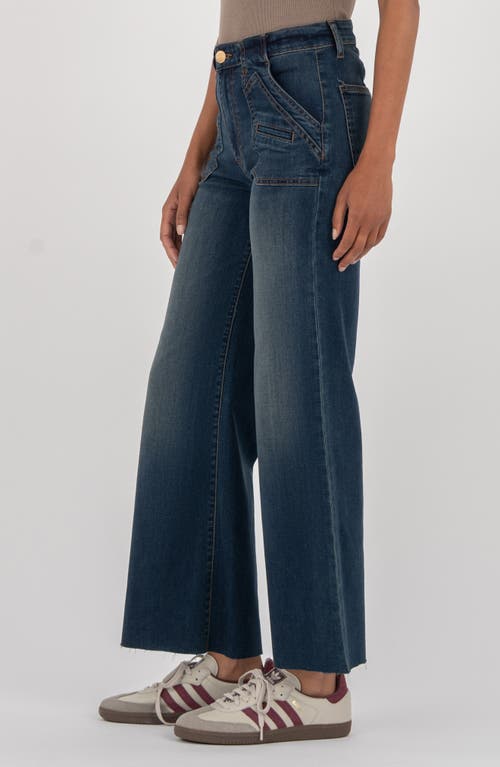 Kut From The Kloth Meg Raw Hem Ankle High Waist Wide Leg Jeans In Blue