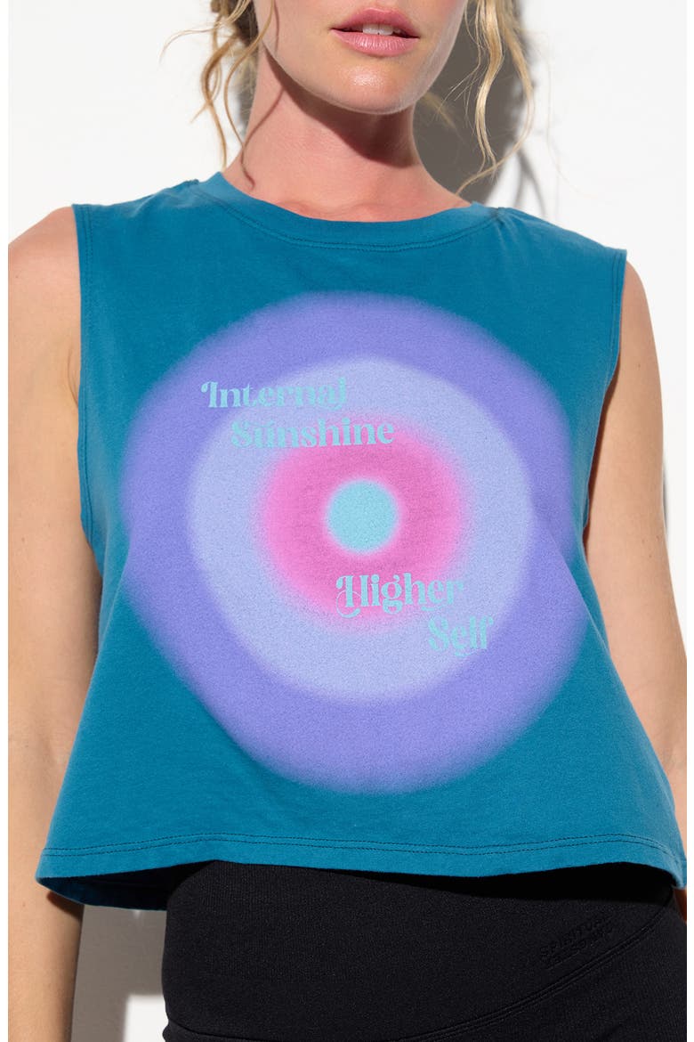 Inner Aura Spirit Graphic Cotton Crop Tank, Alternate, color, BLUE LAGOON