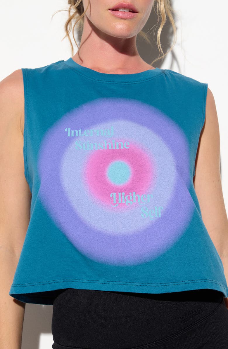 Spiritual Gangster Inner Aura Spirit Graphic Cotton Crop Tank, Alternate, color, Blue Lagoon