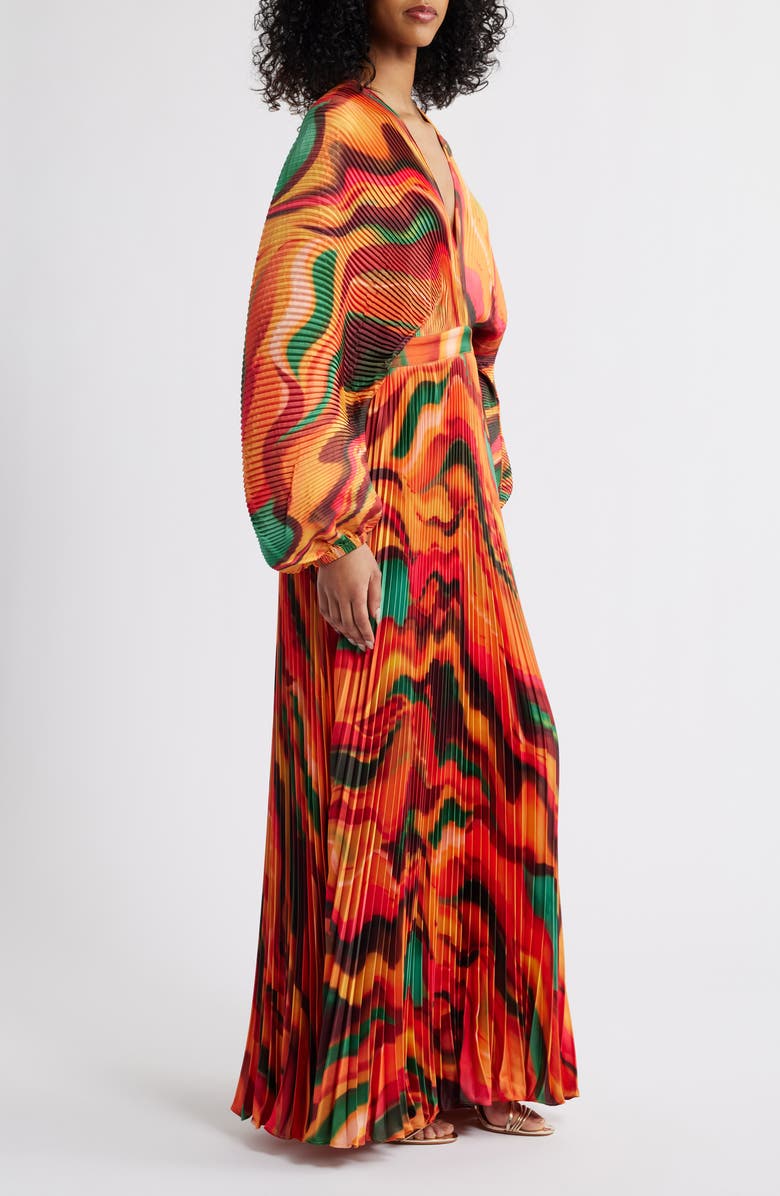 Sia Pleated Long Sleeve Gown