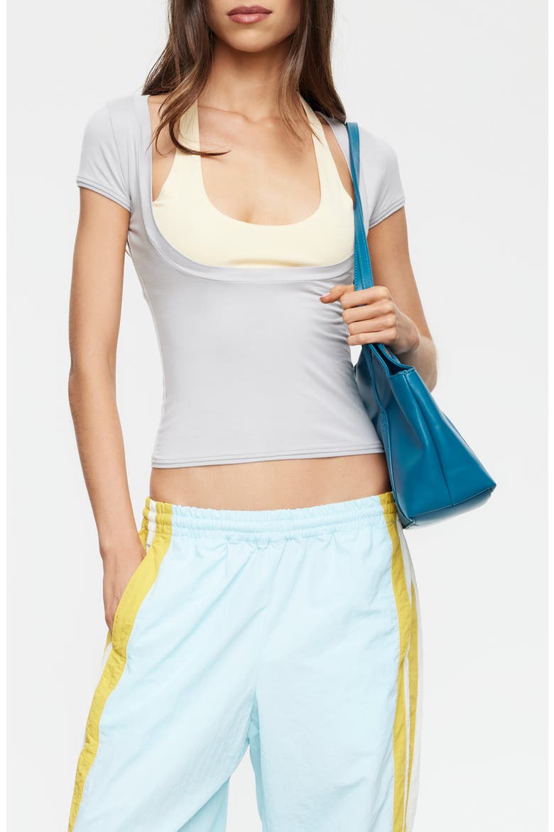 Stretch Scoop Neck Tee, Main, color, GREY