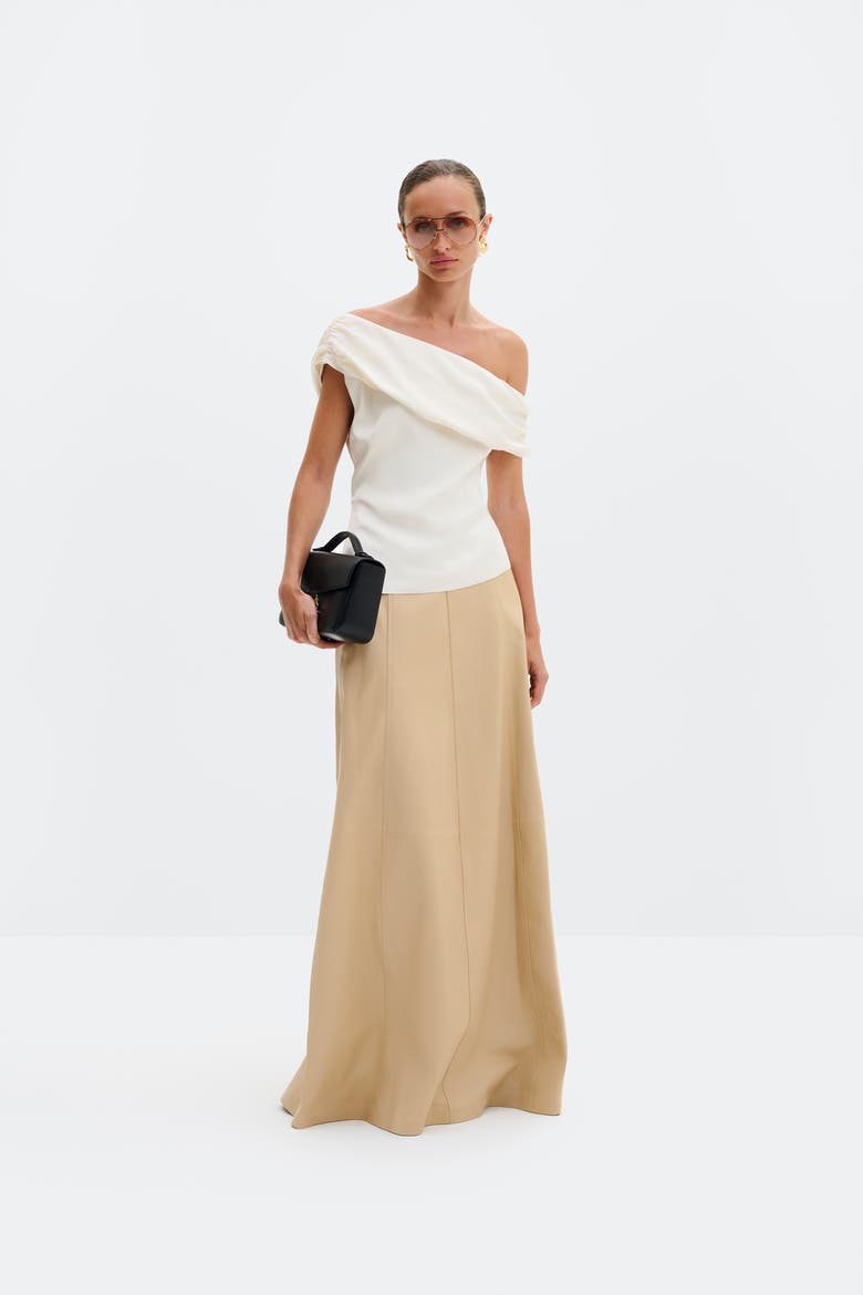 Seleah Draped Asymmetrical Top, Alternate, color, Vanilla