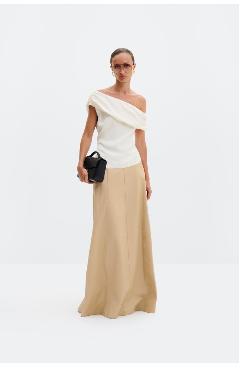 Malina Seleah Draped Asymmetrical Top, Alternate, color, Vanilla