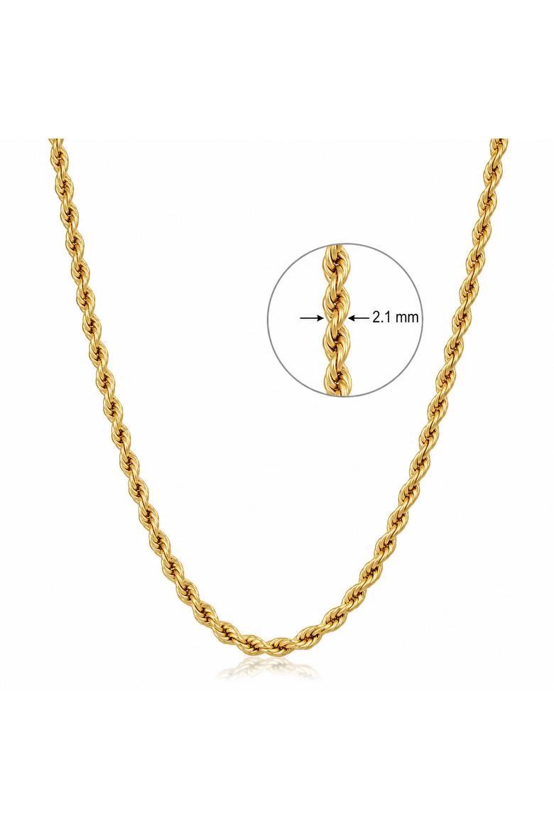 14k Gold Filled Unisex 2.10 Millimeter Rope Chain Necklace, Alternate, color, 14k Yellow Gold