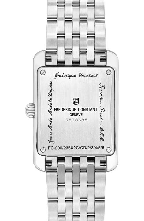 Frederique Constant Classic Carrèe Diamond Leather Strap Watch, 28mm X 25mm In Silverone