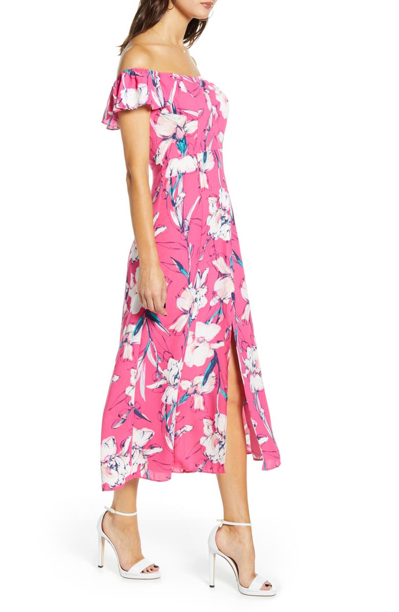 Leith Floral Flounce Detail Dress, Alternate, color, 