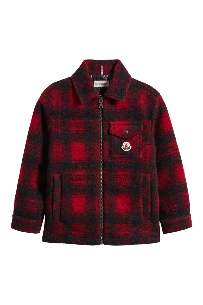 Kids' Plaid Zip Shirt Jacket, Main, color, RED