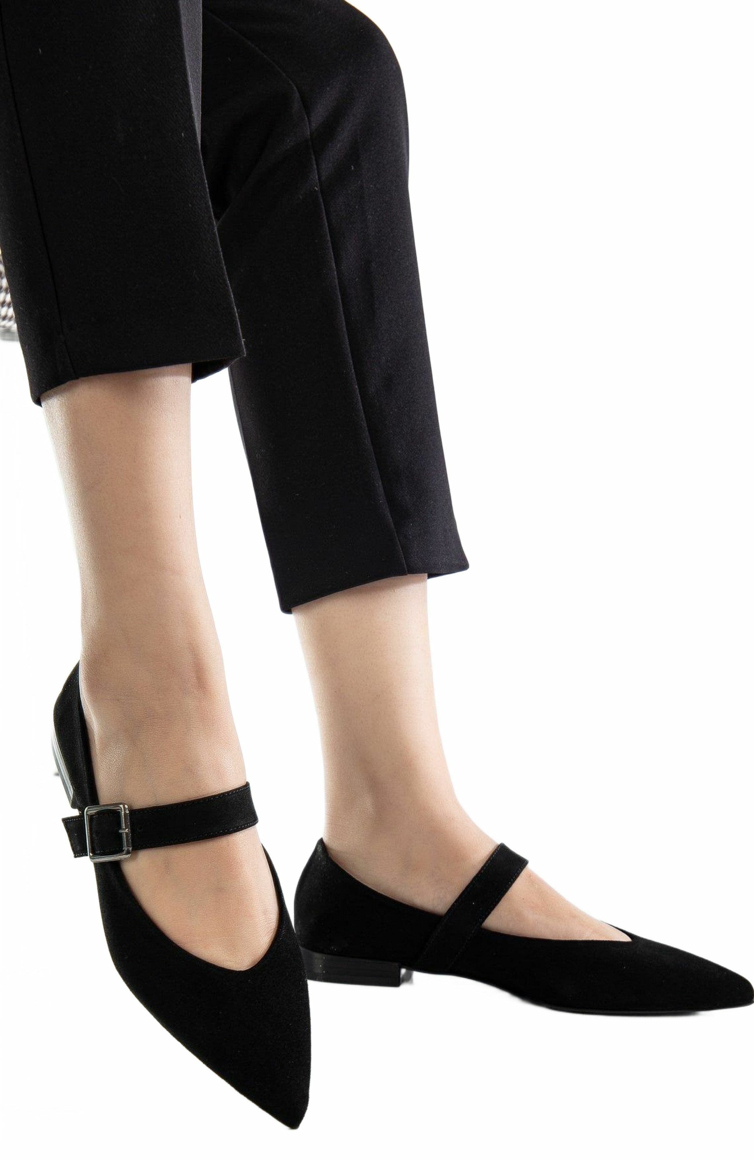 Forever & Always Shoes Willow Leather Mary Jane Flats, Alternate, color, Black Suede Leather