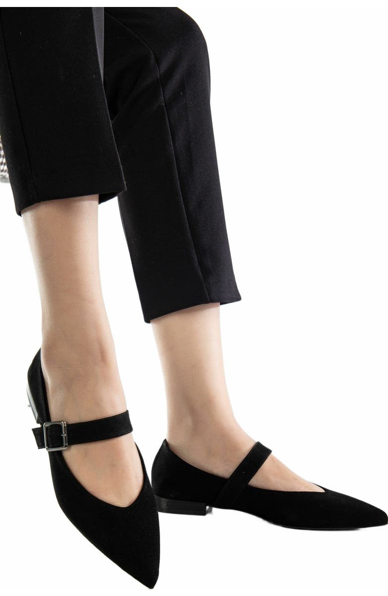 Forever & Always Shoes Willow Leather Mary Jane Flats, Alternate, color, Black Suede Leather