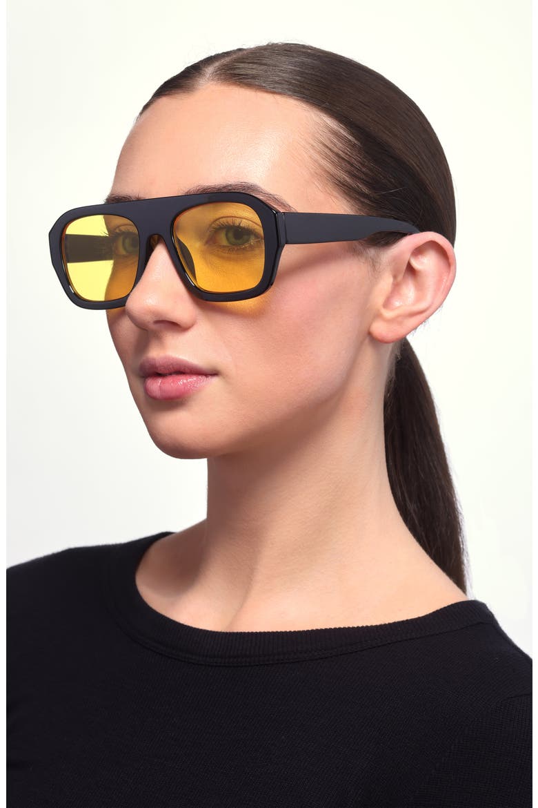 Shield Sunglases, Alternate, color, BLACK- YELLOW