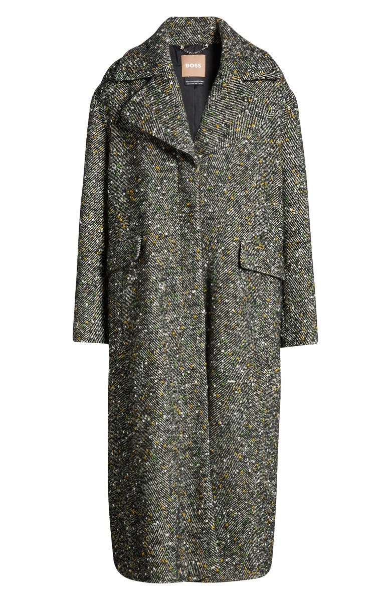BOSS Clifi Herringbone Longline Coat, Alternate, color, Open Misc