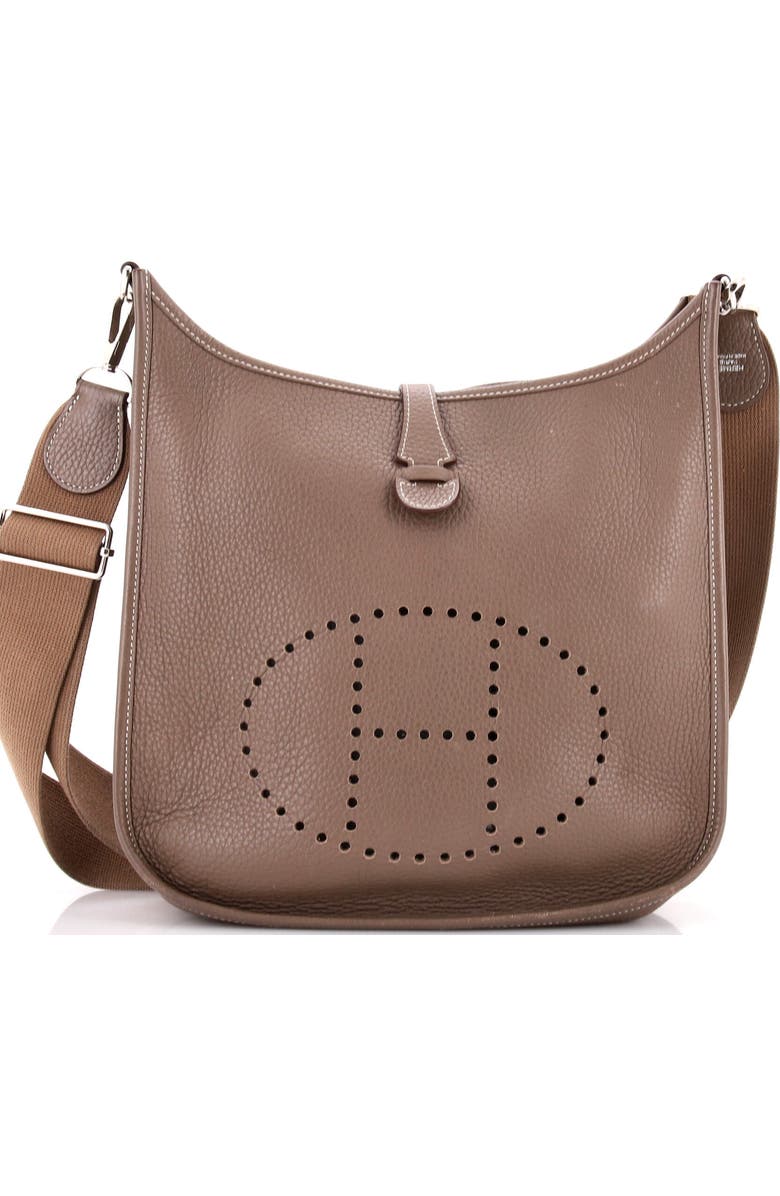 Pre-Owned Hermes Evelyne Bag Gen III Clemence PM, Main, color, Etoupe