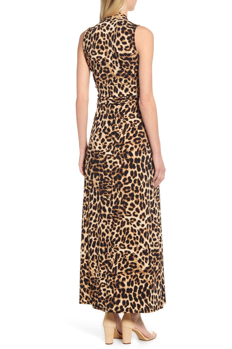 Exotic Animal Print Halter Neck Maxi Dress, Alternate, color, 060-RICH BLACK