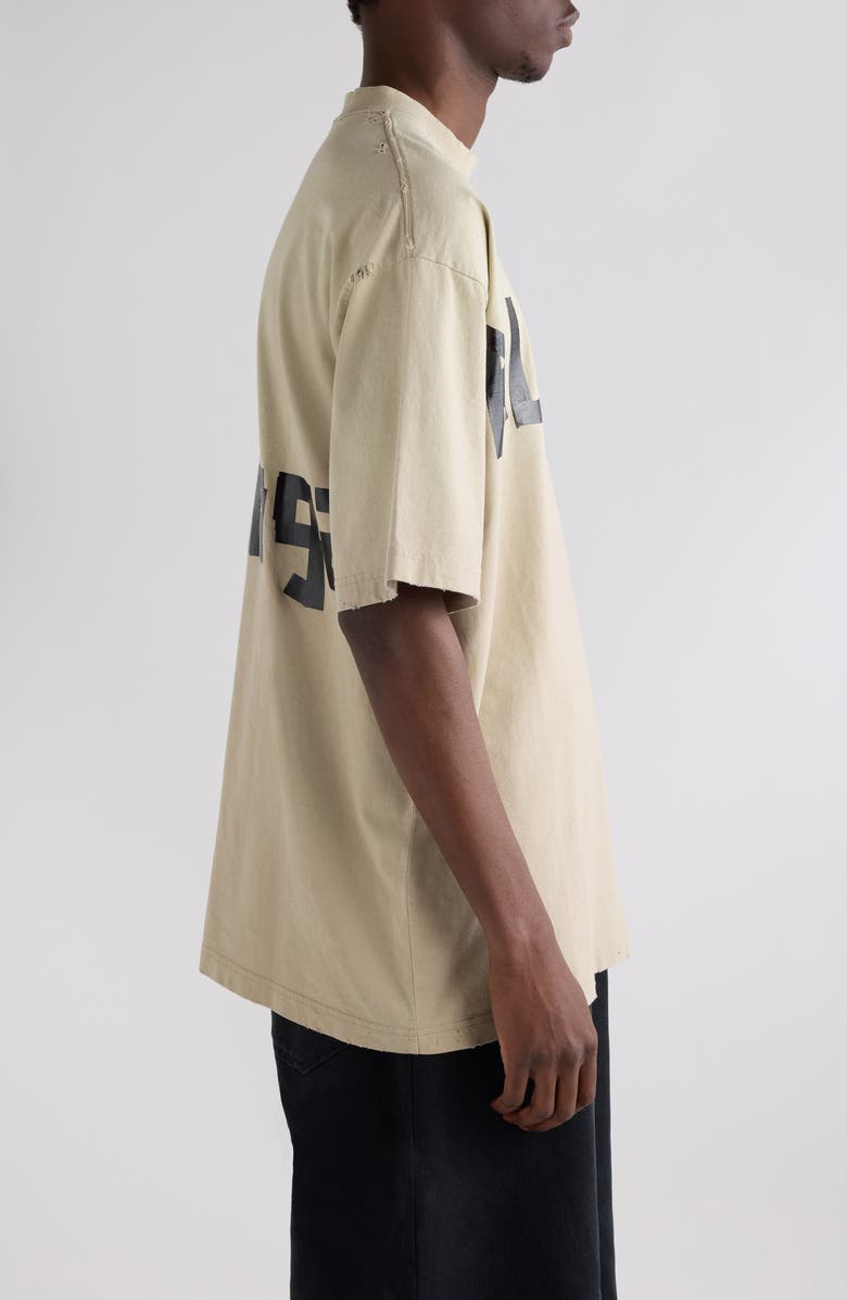 Balenciaga Medium Fit Tape Type Logo Graphic T-Shirt, Alternate, color, Beige