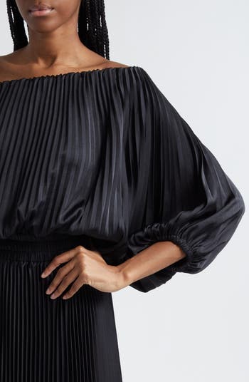 A.L.C. Sienna Pleated Off the Shoulder Maxi Dress Nordstrom