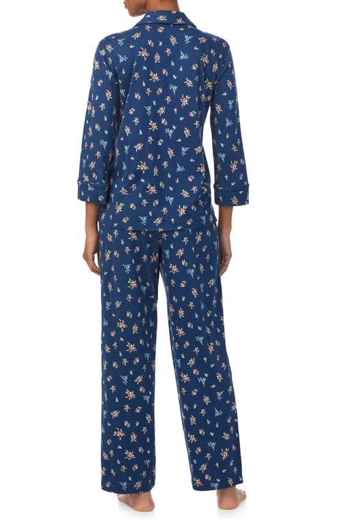 Ralph Lauren Floral Cotton-blend Jersey Sleep Set In Blue