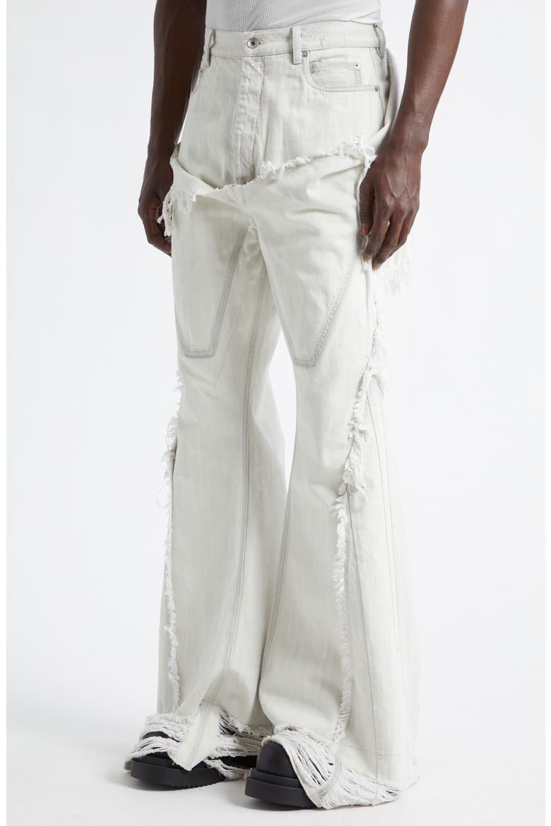 Slivered Shredded Bootcut Jeans, Alternate, color, MILK WASH