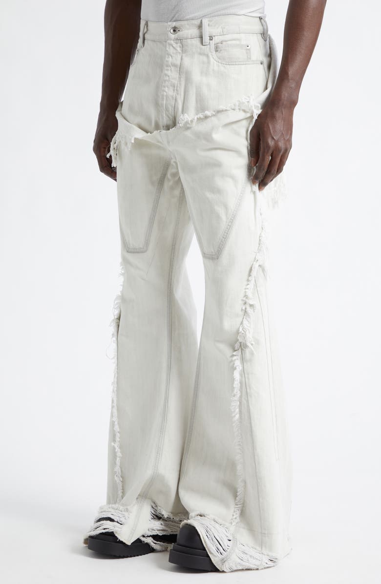 Rick Owens DRKSHDW Slivered Shredded Bootcut Jeans, Alternate, color, Milk Wash