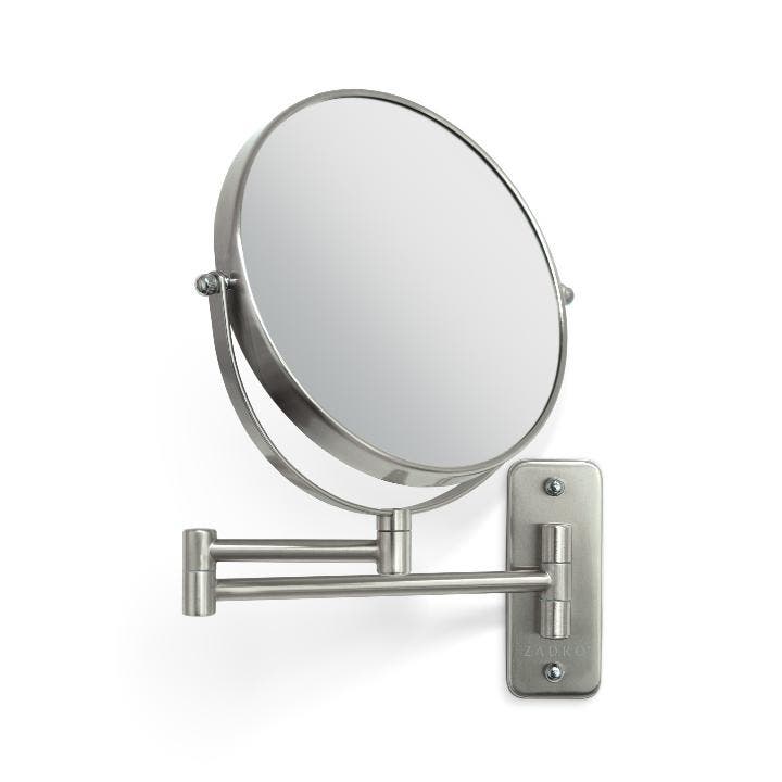 Zadro Wall Mounted Makeup Mirror with 8X/1X Magnifications in Satin Nickel 