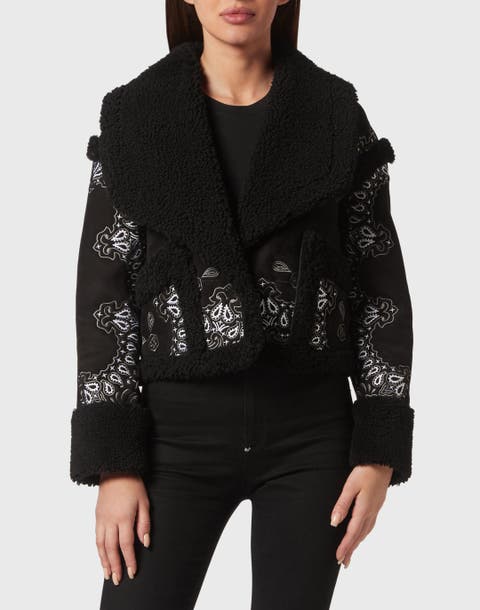 Shearling Coat Paisley Bandana Women