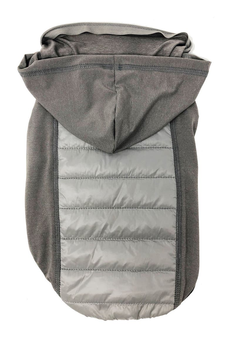 'Apex' Lightweight Hybrid 4-Season Stretch & Quick-Dry Dog Coat w/ Pop out Hood - Medium, Main, color, GREY