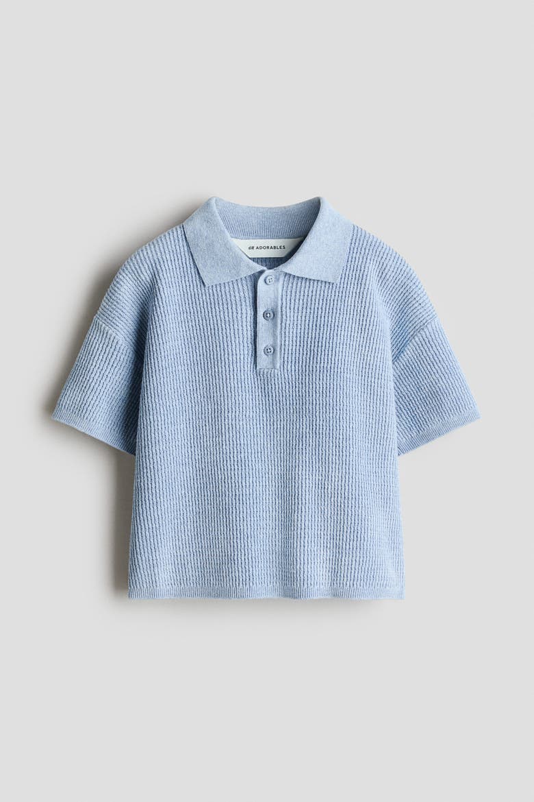 Rib-knit Polo Shirt, Alternate, color, Light dusty blue