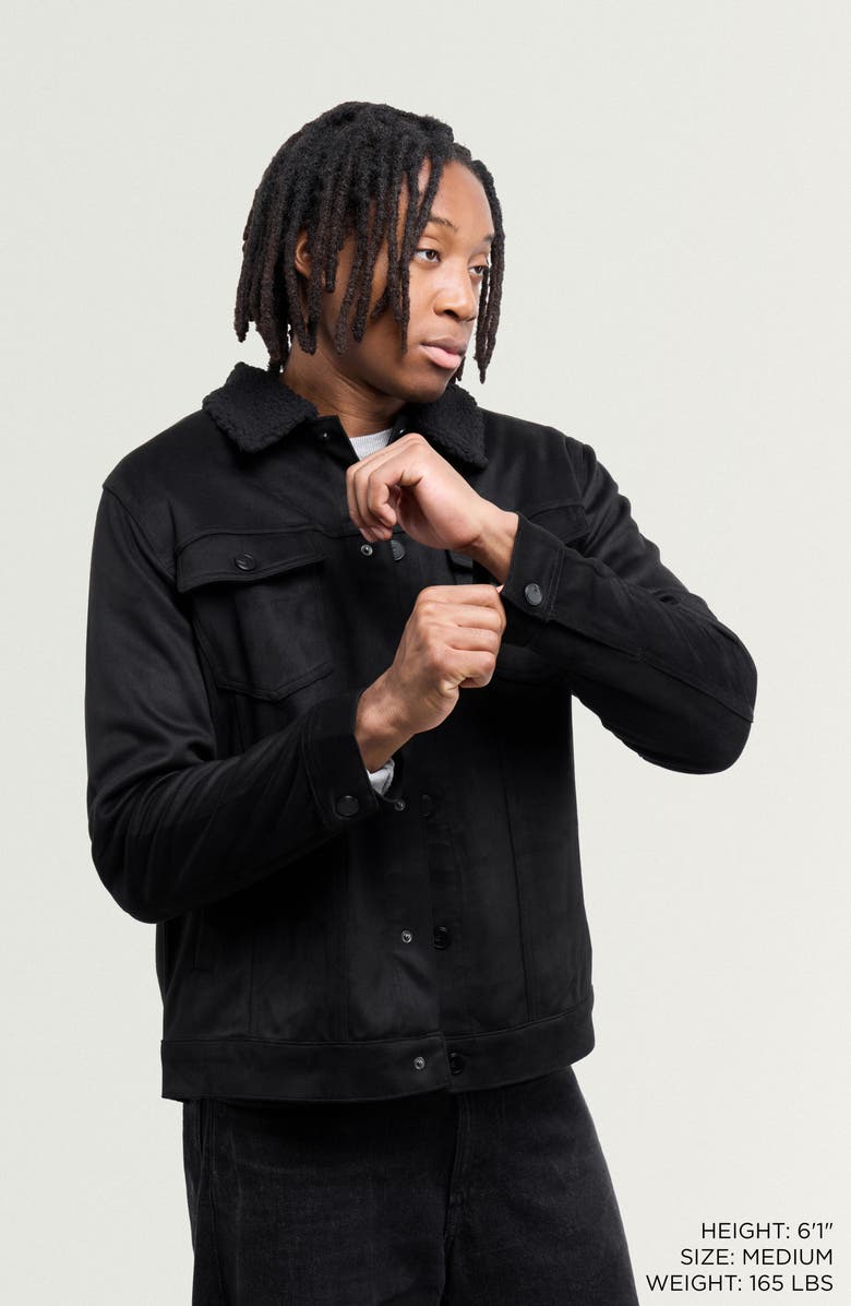 XRAY Faux Fur Collar Faux Suede Jacket, Alternate, color, Black