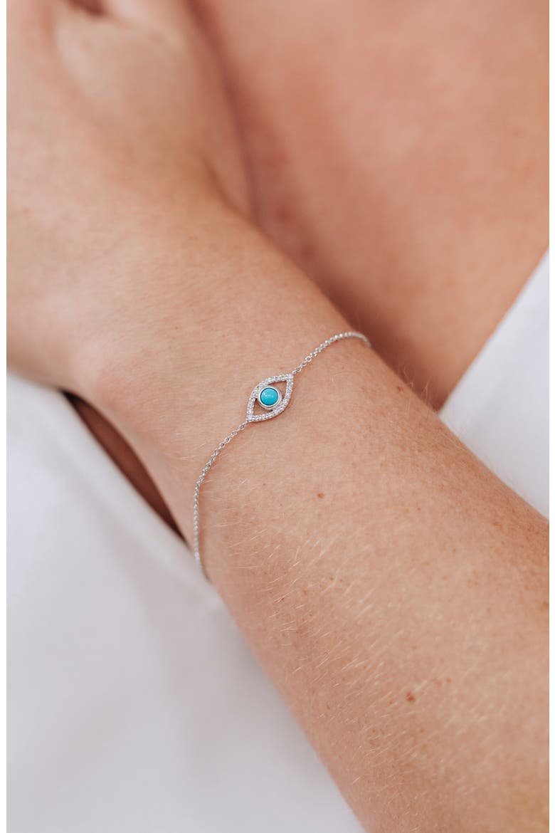 Evil Eye Turquoise Bracelet, Alternate, color, SILVER/ BLUE
