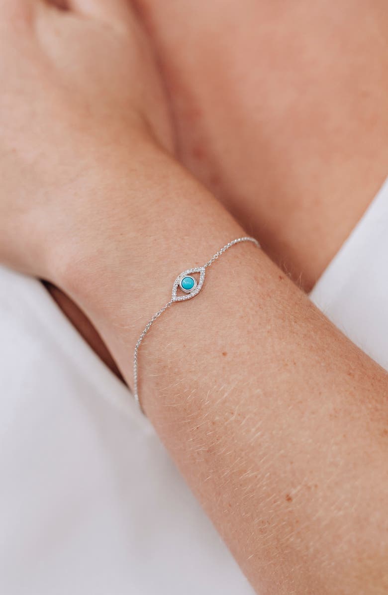 Anzie Evil Eye Turquoise Bracelet, Alternate, color, Silver/ Blue