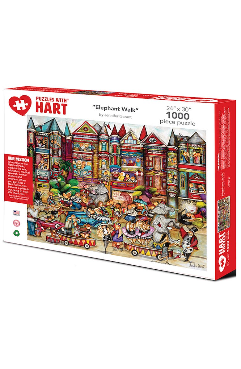 Hart Puzzles Elephant Walk by Jennifer Garant 1000 Piece Puzzle, Main, color, Multicolored