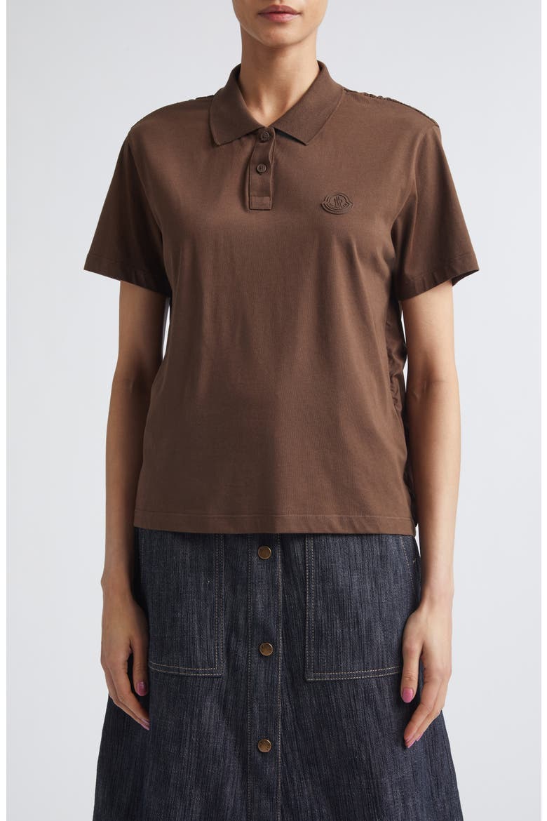 Pleated Back Mixed Media Polo, Main, color, NEUTRAL
