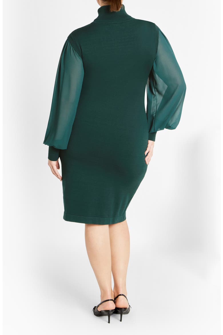 Jaylani Mock Neck Long Sleeve Dress, Alternate, color, TEAL