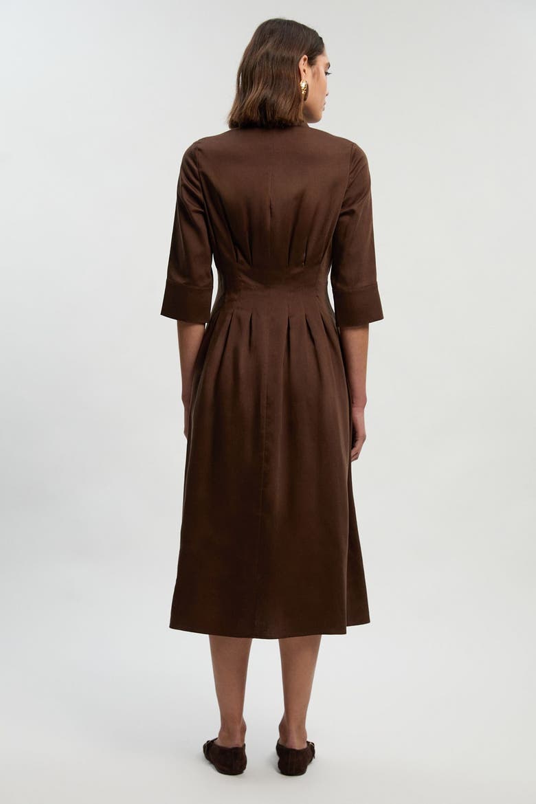 tailored linen dress womens Blush Tailored Linen Darted Waist Midi Dress