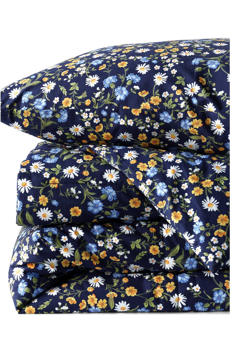 Lands' End Pureloft Printed Comforter, Main, color, Deep Sea Poppy Floral